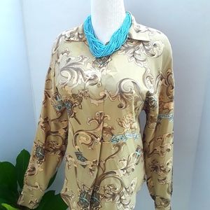 ELLEN TRACY LINDA ALLARD 100% SILK ROYAL CREST PRINT